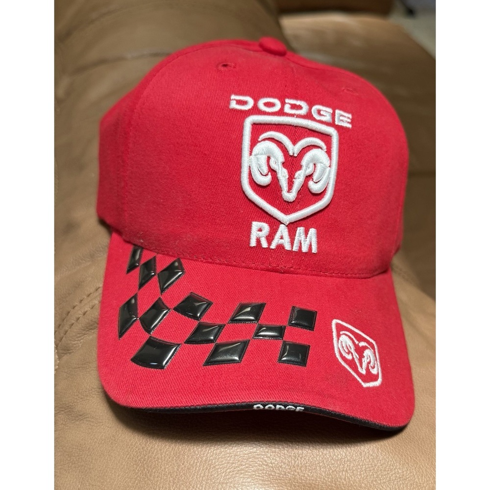 Dodge RAM Ball Cap Checkered Flag Sports Red Black Checkers One-size Strap back
